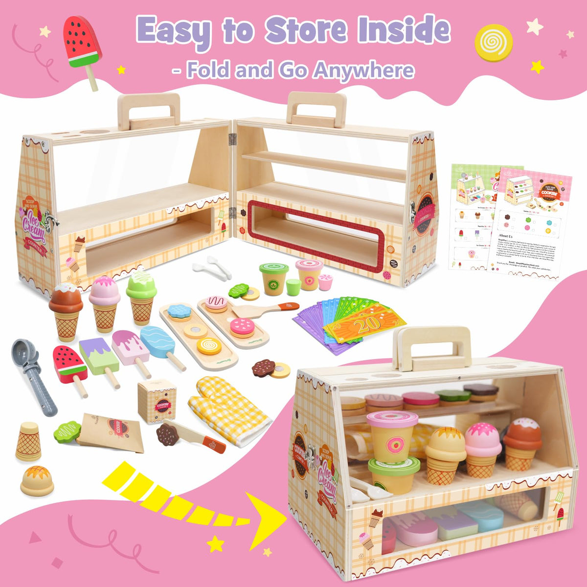 SIMPLIPLAY wooden scooper and spatula set supports fine motor play.