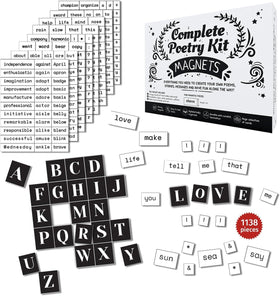 Simply Magic 1138-pcs poetry magnets on fridge for creative poems and conversations