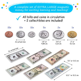 Simply Magic counting money activity using magnetic bills and coins.