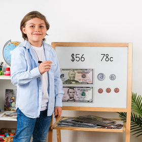 Simply Magic durable laminated surface protects magnetic money during lessons.
