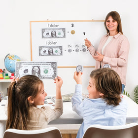 Simply Magic jumbo magnetic money mix of bills for counting activities.