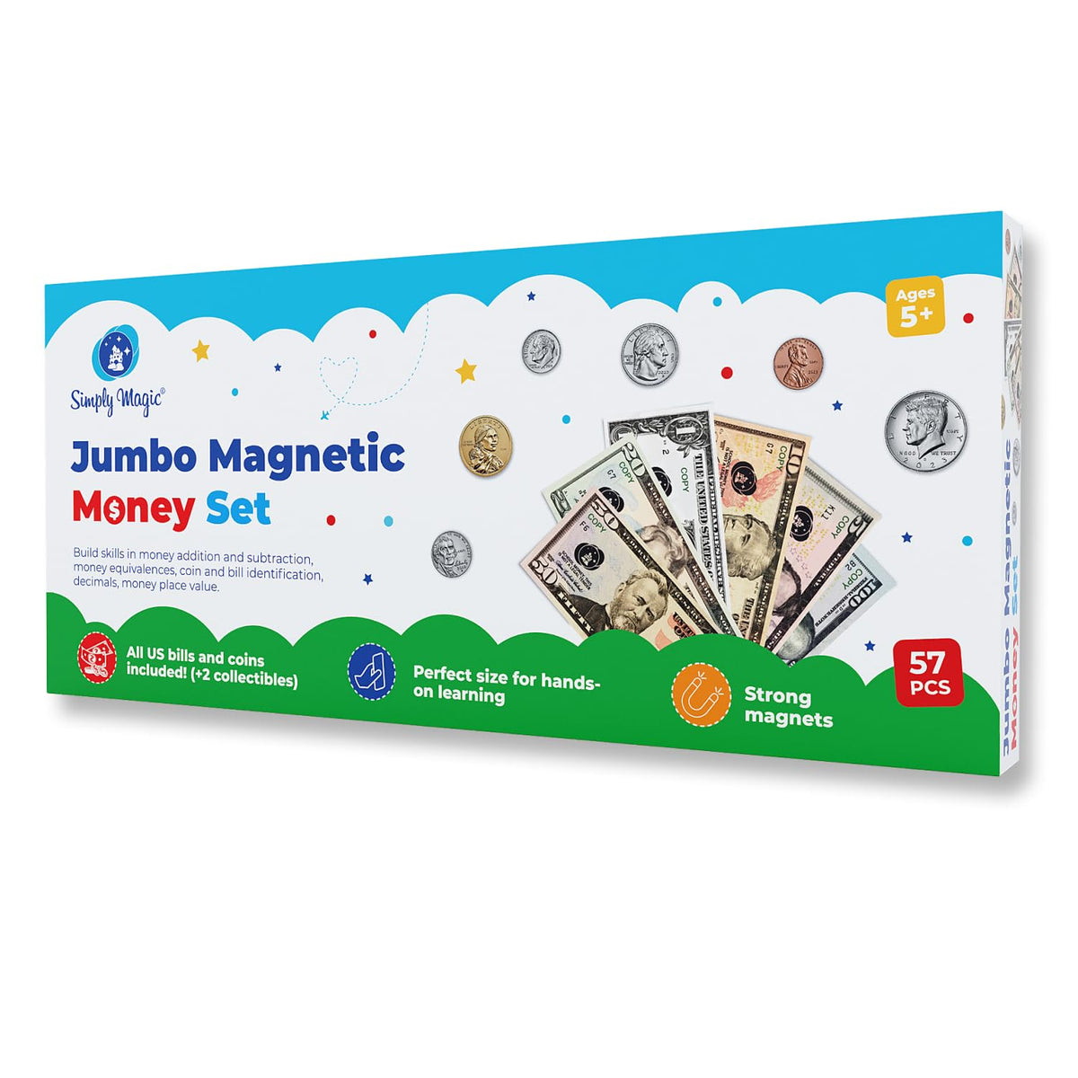 Simply Magic safety-tested magnetic money with secure backing.