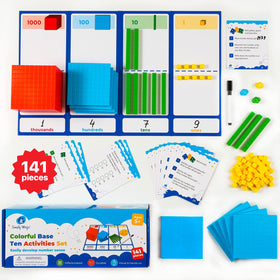 Simply Magic base ten blocks mat helps kids explore place values through hands-on activities.