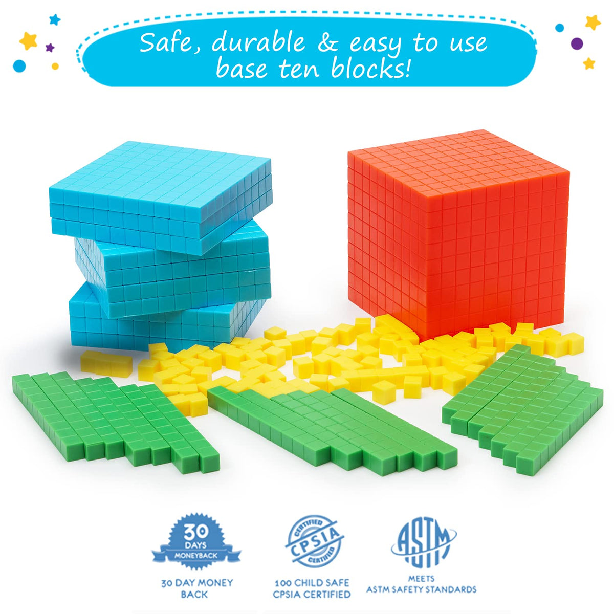 Simply Magic base ten hundreds blue flats display hundreds and regrouping visually.
