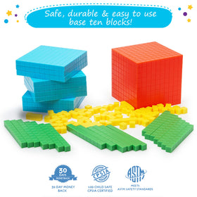 Simply Magic base ten hundreds blue flats display hundreds and regrouping visually.