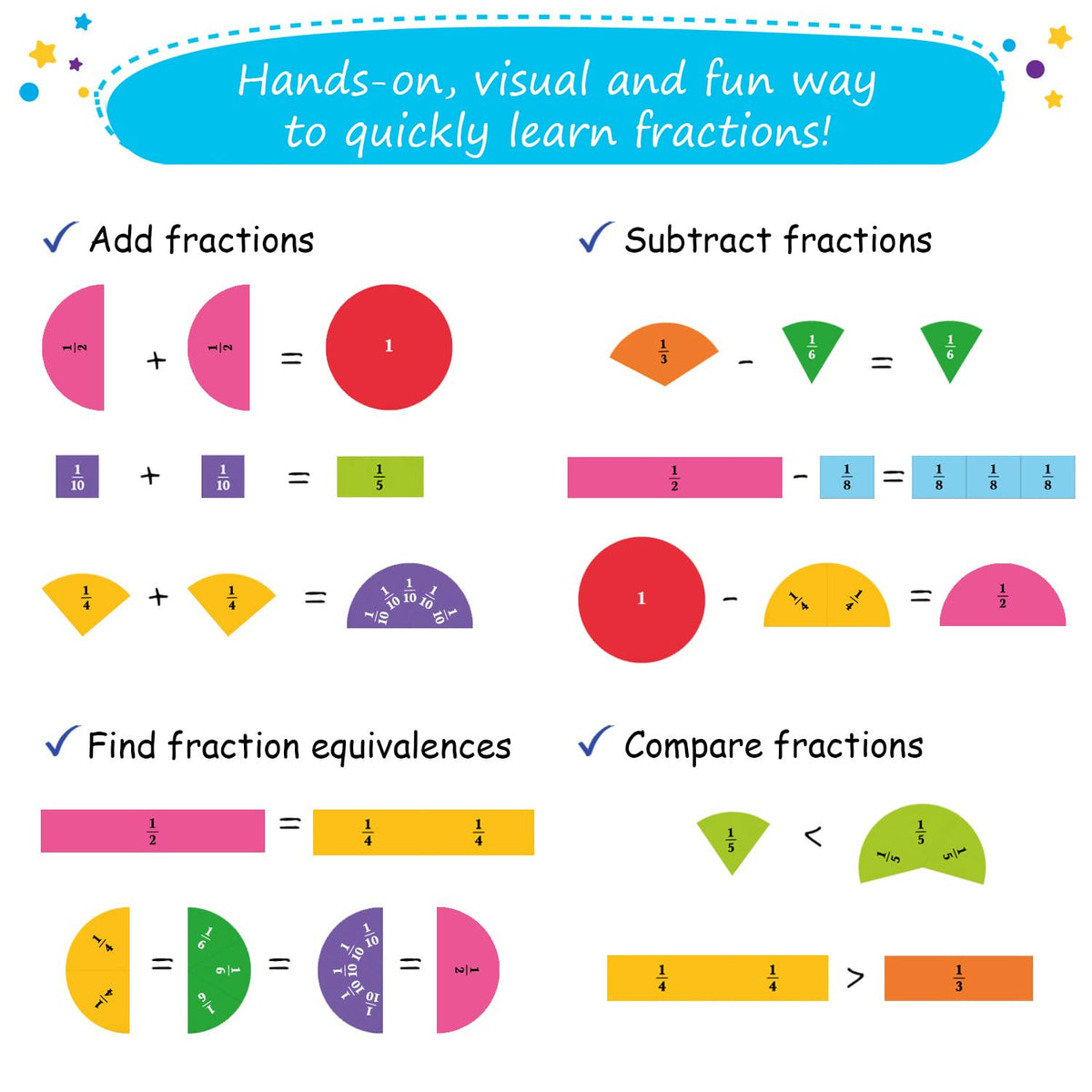 Simply Magic colorful fraction pieces spark tactile math play