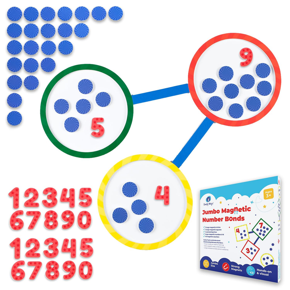 Simply Magic colorful number bonds set on a whiteboard boosts early number sense