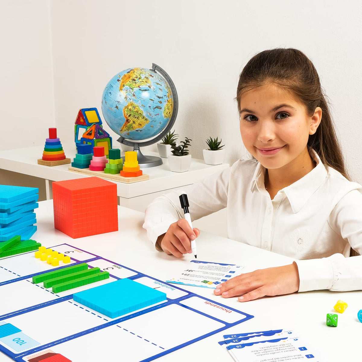 Simply Magic jumbo base ten cube provides a clear hundreds visualization for quick understanding.