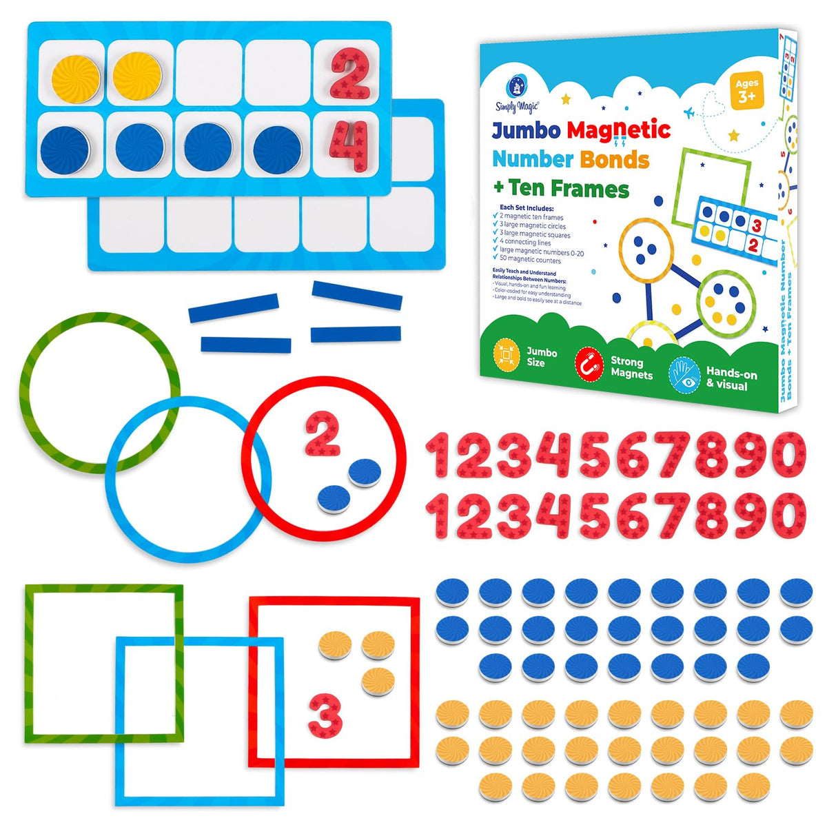Simply Magic jumbo number bonds on a whiteboard support early math practice.