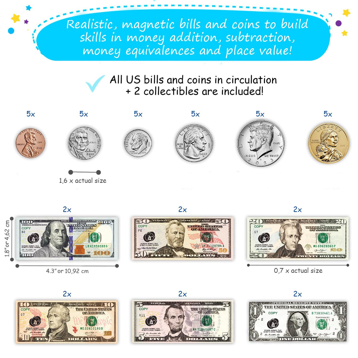 Simply Magic magnetic cards with pictures (10) support visual money lessons