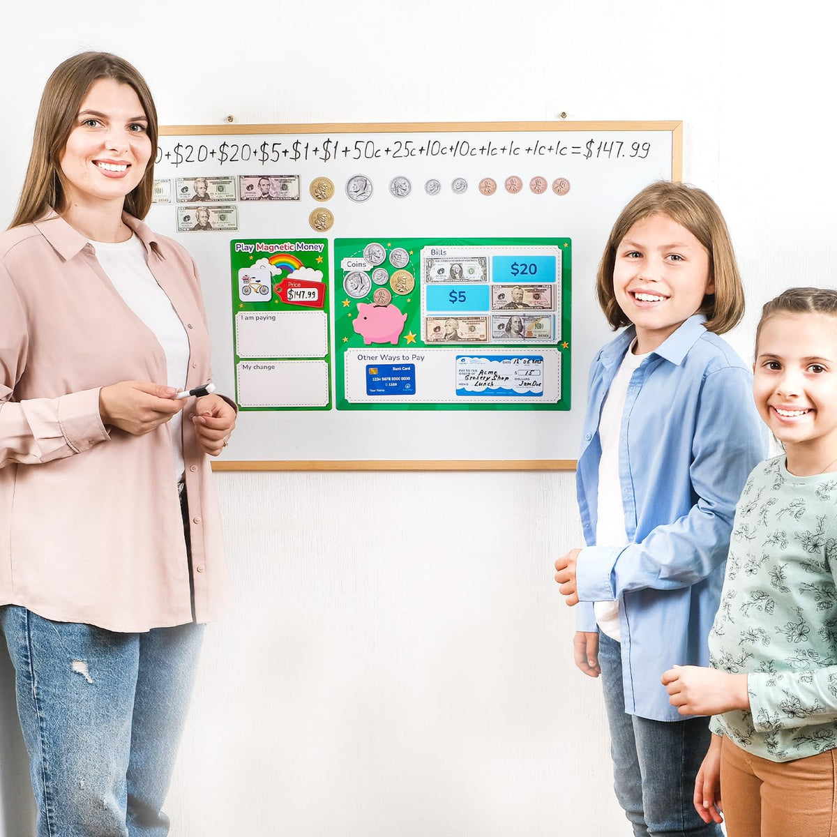 Simply Magic magnetic coins for hands-on counting and quick addition tasks