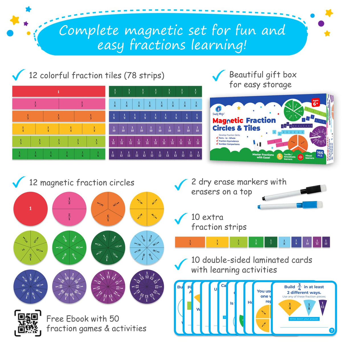 Simply Magic magnetic fraction bars aid combining and partitioning concepts