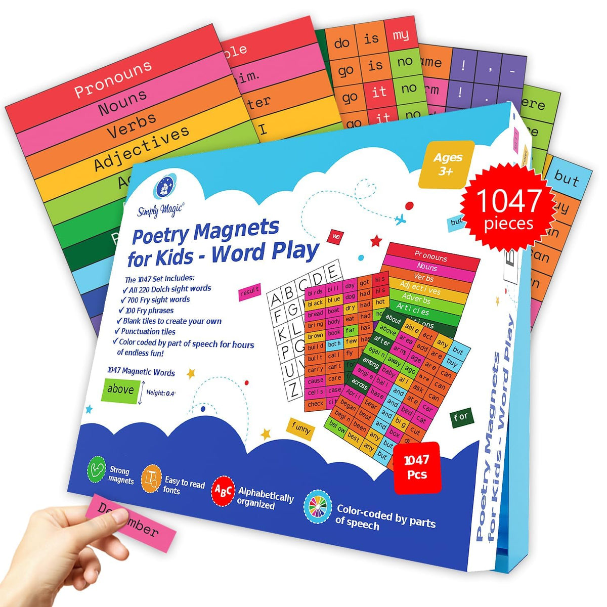 Simply Magic poetry magnets complete set for on-fridge sentence building and poetry creation