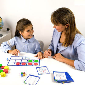 Simply Magic jumbo ten frames with counters ready for easy grabbing during activities