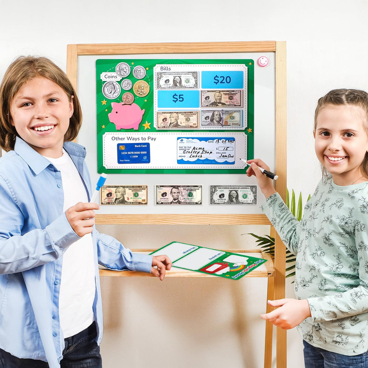 Simply Magic two-part magnetic board for classroom demonstrations of money