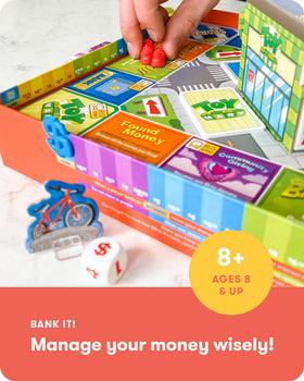 SimplyFun BankIt! earning income lesson card shows kids earning money concepts.
