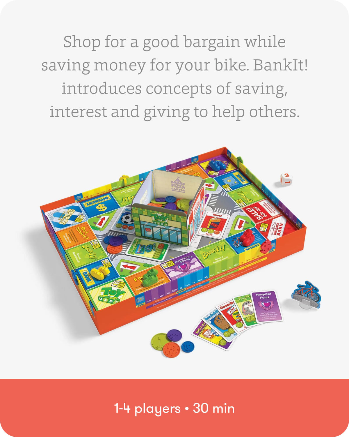 SimplyFun BankIt! spend or save decision moment highlights budgeting choices.