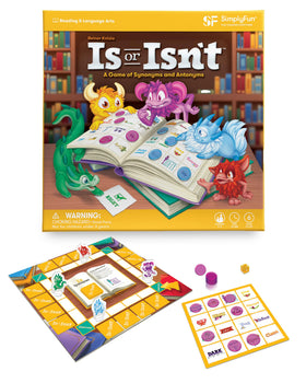 SimplyFun Is or Isn’t board game setup promotes interactive vocabulary practice.