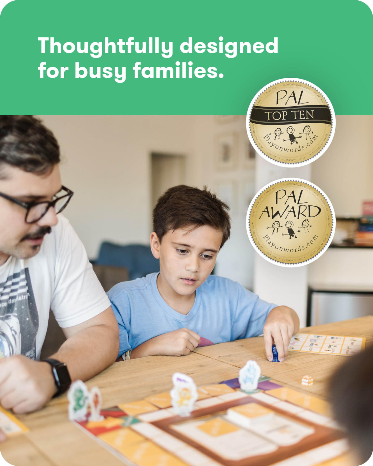 SimplyFun Is or Isn’t game board captures family-friendly learning moments.