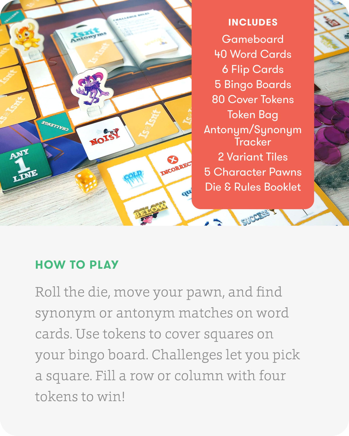 SimplyFun Is or Isn’t pawns show player movement during turns.