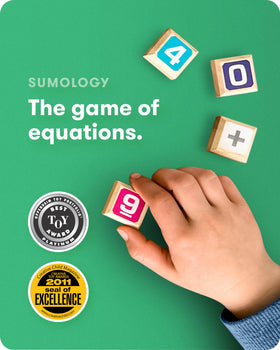 SimplyFun Sumology colorful tiles arranged to form equations.
