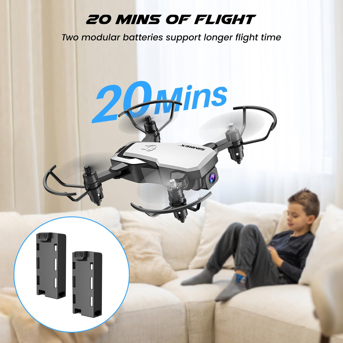 SIMREX drone 360-degree flips with gravity sensing for dynamic stunts.