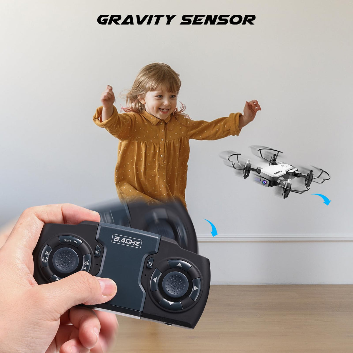 SIMREX drone with propeller guards and emergency stop for safer flights.