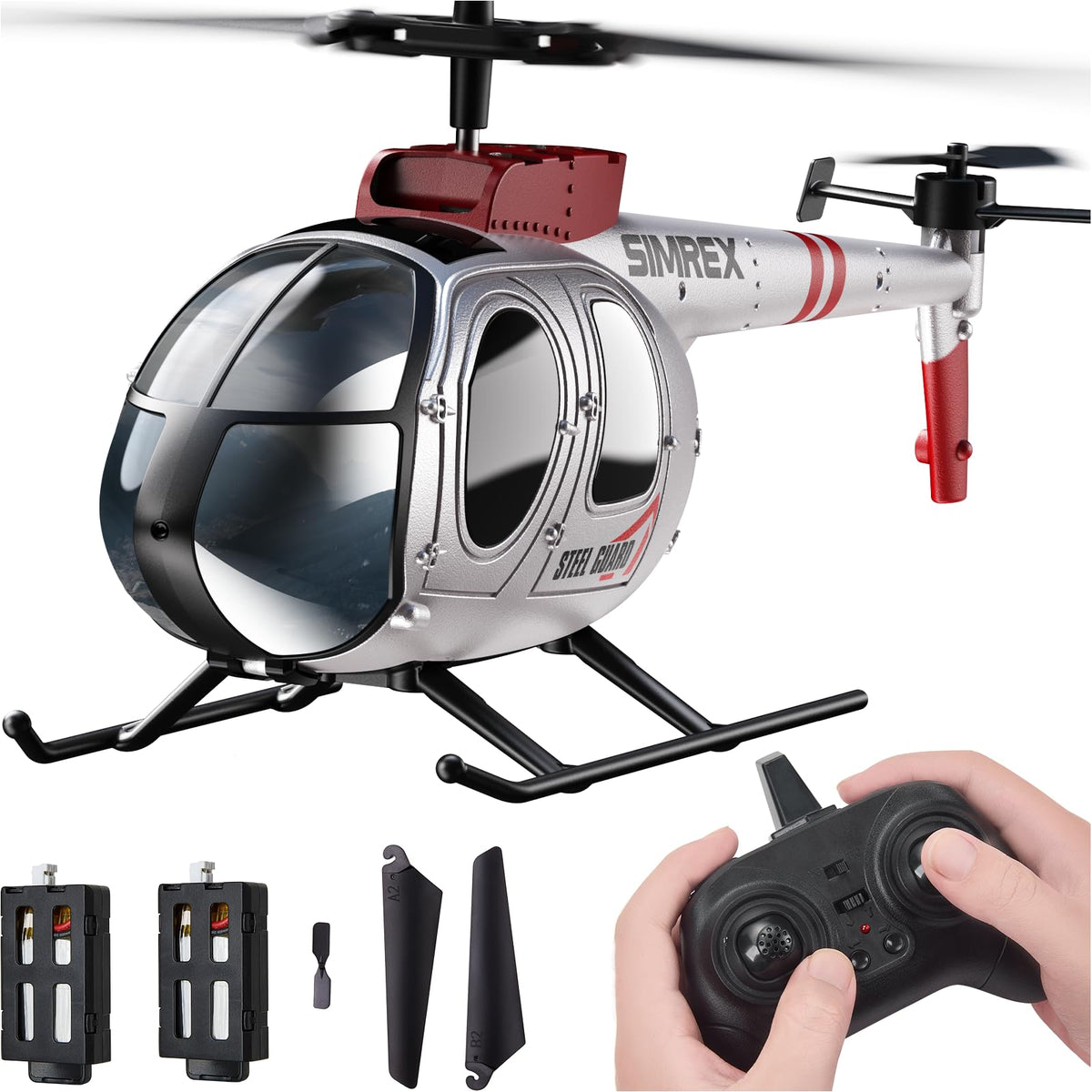 SIMREX RC helicopter with beginners-stable-hover enabling steady indoor flights.