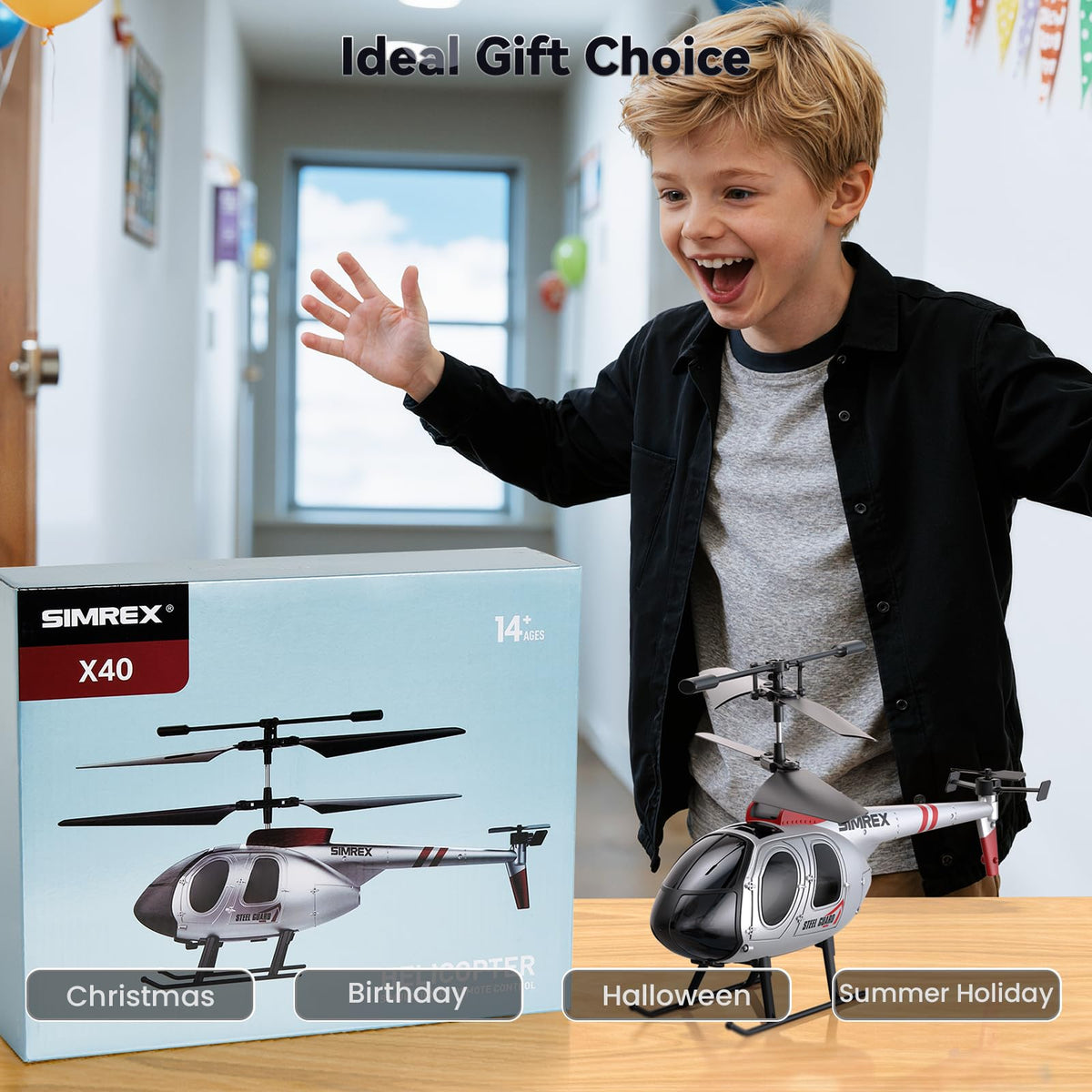SIMREX RC helicopter gift-ready packaging for a ready-to-give present.