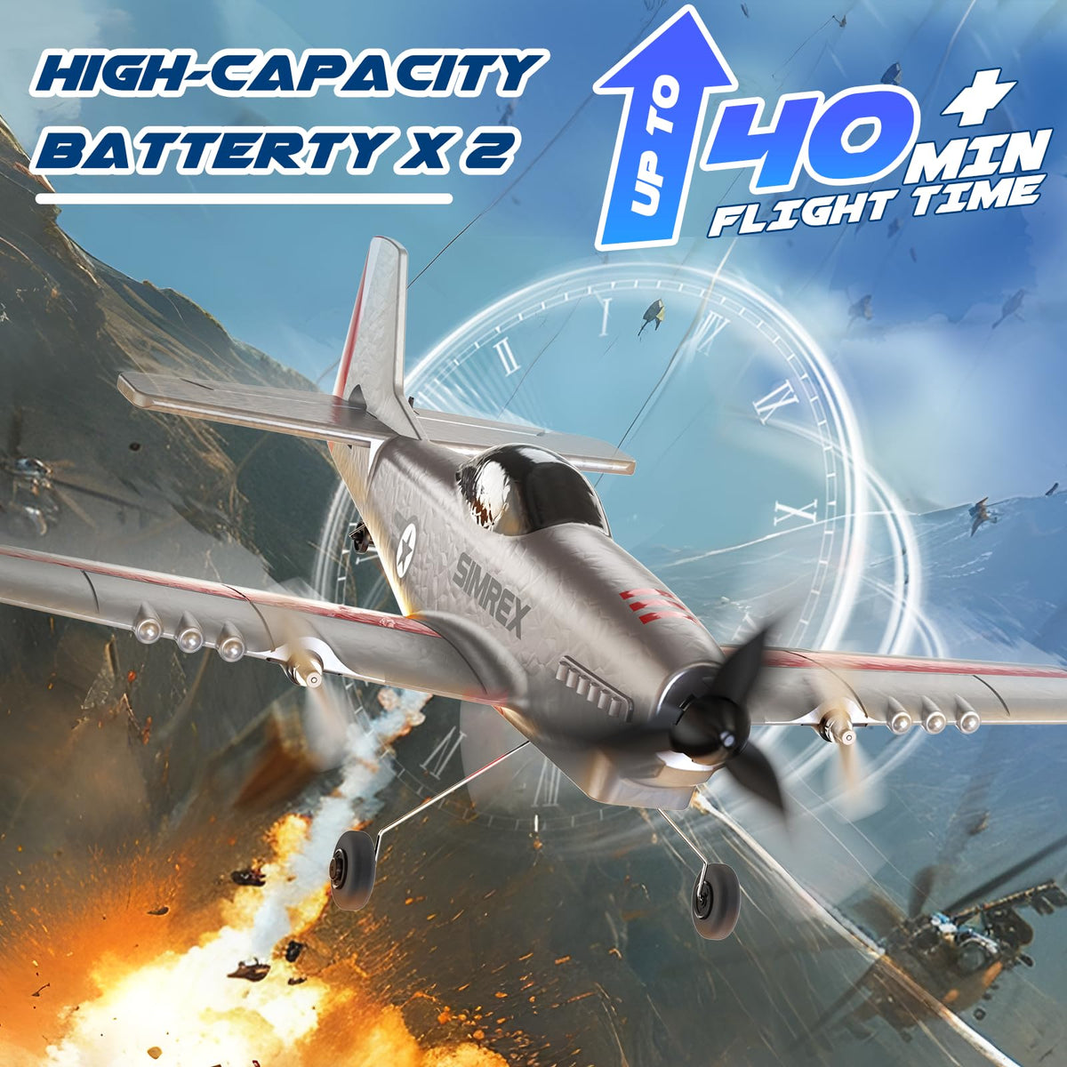 SIMREX RC Plane twin-motor thrust provides steady acceleration and control.