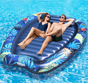 Sinbyuer luxury 2-person tanning pool float with drink holders for backyard sun enjoyment