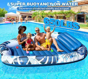 Sinbyuer tanning pool with cup holders keeps drinks close at hand.