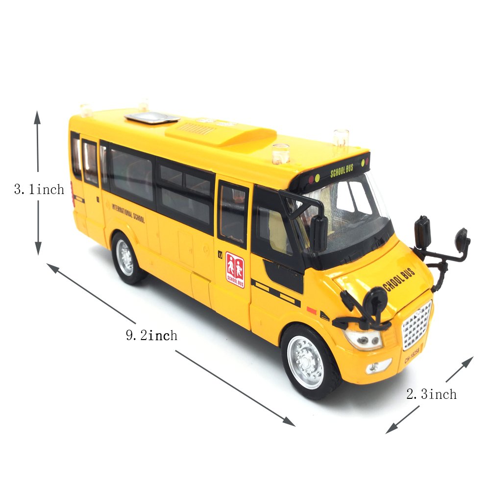 Singer's Toy 9-Inch die-cast bright yellow bus showcases durable construction.