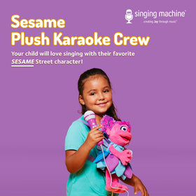 Singing Machine Abby Cadabby plush shows built-in microphone for portable play.
