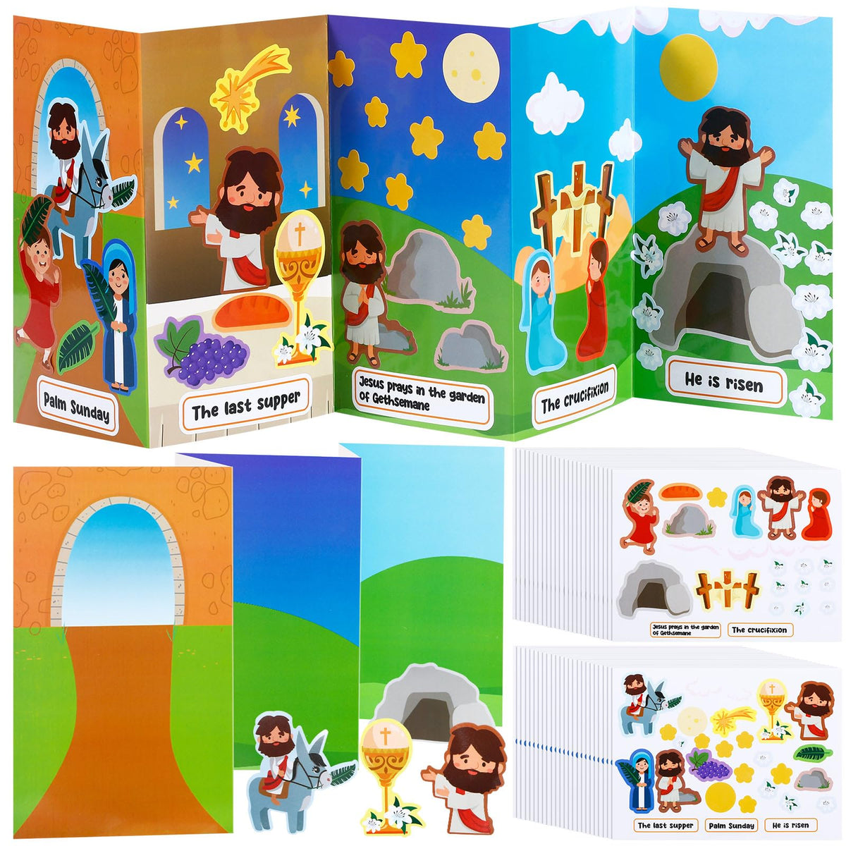 Sinload Holy Week sticker pack with six scenes for easy Easter decor.