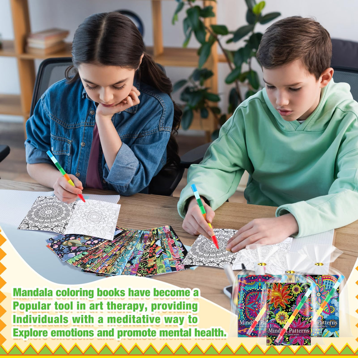 Sinload Mindful Patterns coloring kit in use offers relaxing, focused downtime.