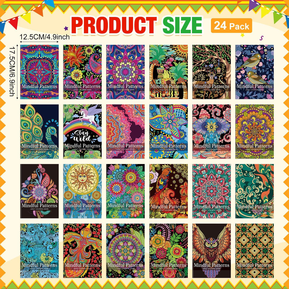Sinload Mindful Patterns crayons with eight bright colors support vibrant group coloring.