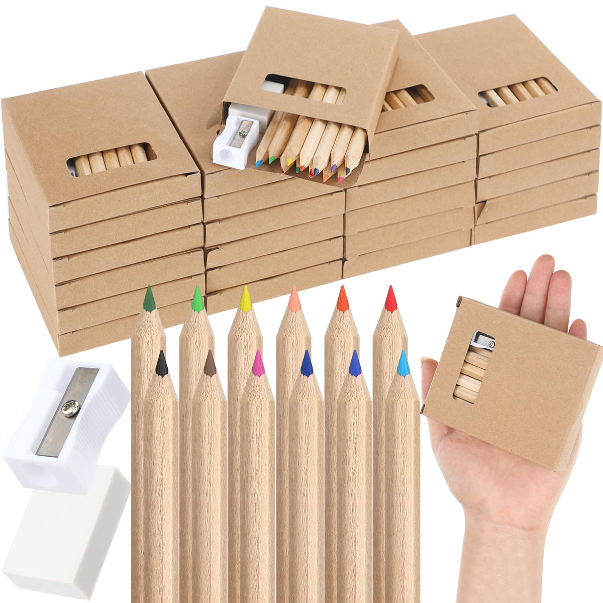Sinload mini colored pencils 24-set with 12 colors for classroom coloring sessions