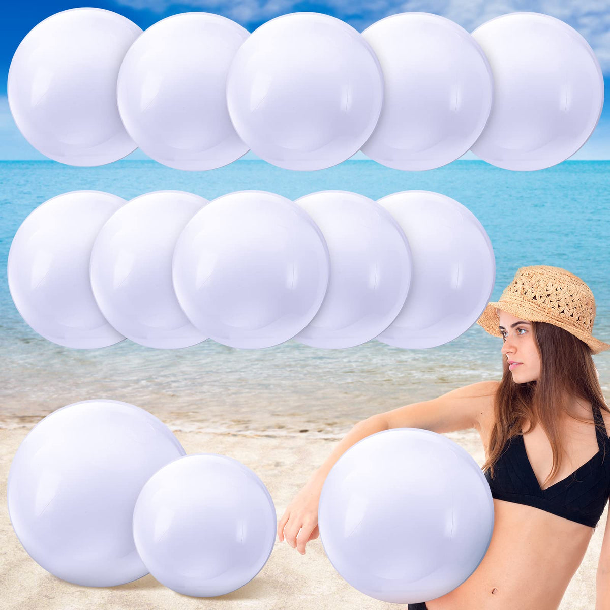 Sinmoe white beach ball 16inch for pool games and summer fun