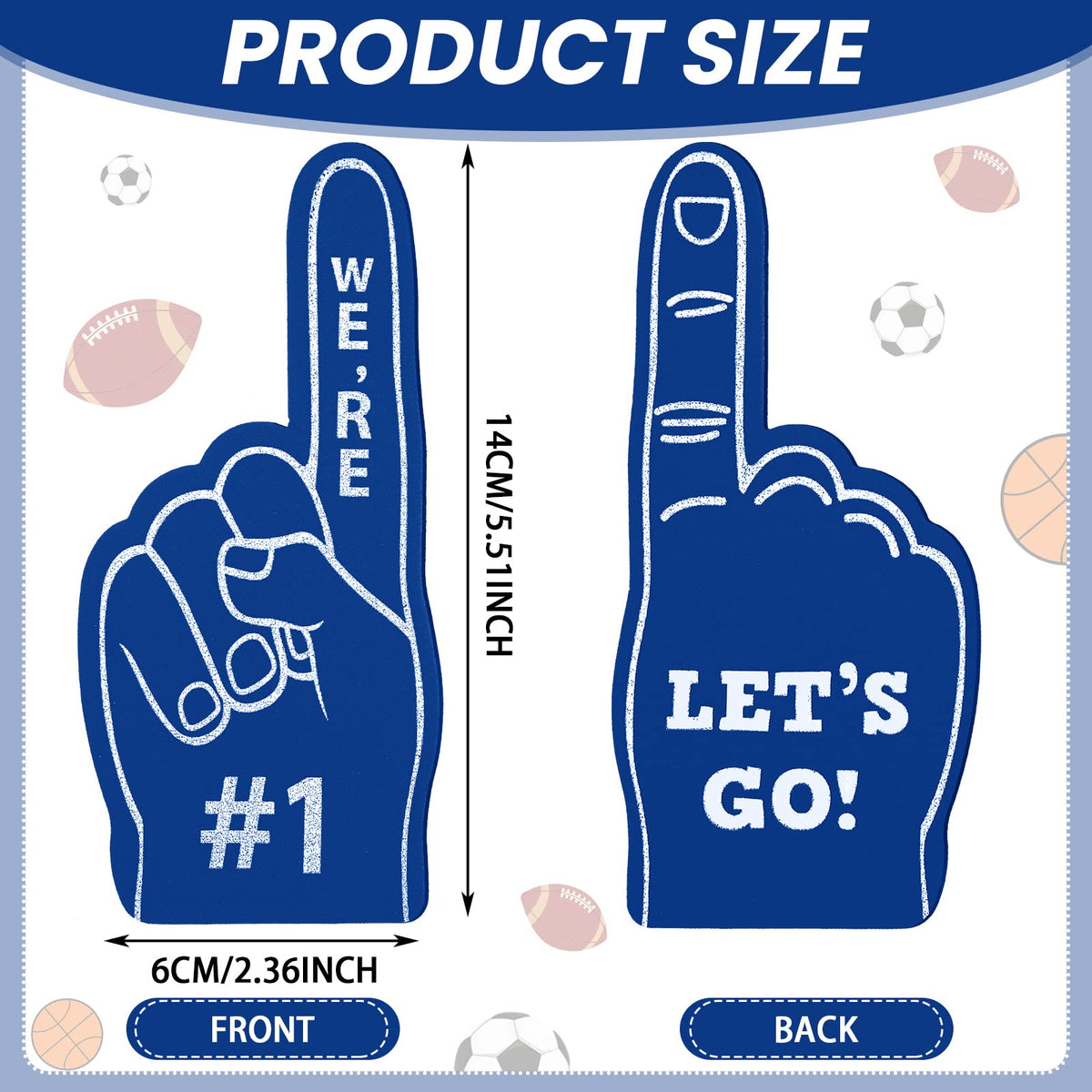 Sinmoe navy mini foam finger pack, ideal party favors.