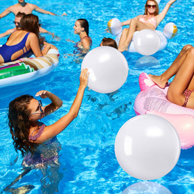 Sinmoe white beach ball inflated for long-lasting pool time and water games.