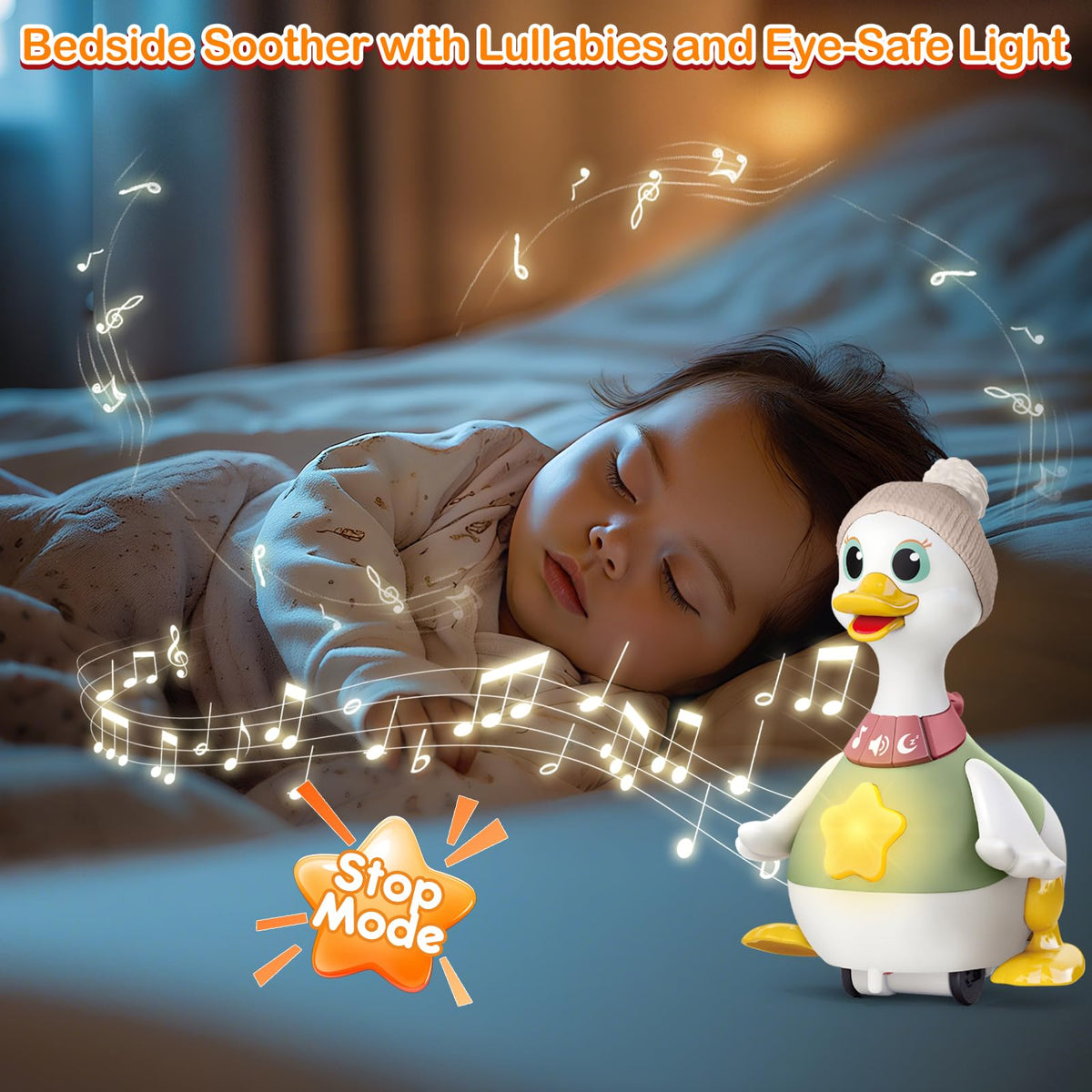 Sinpedex Bedtime lullabies soothe baby with soft lights for calmer nights.