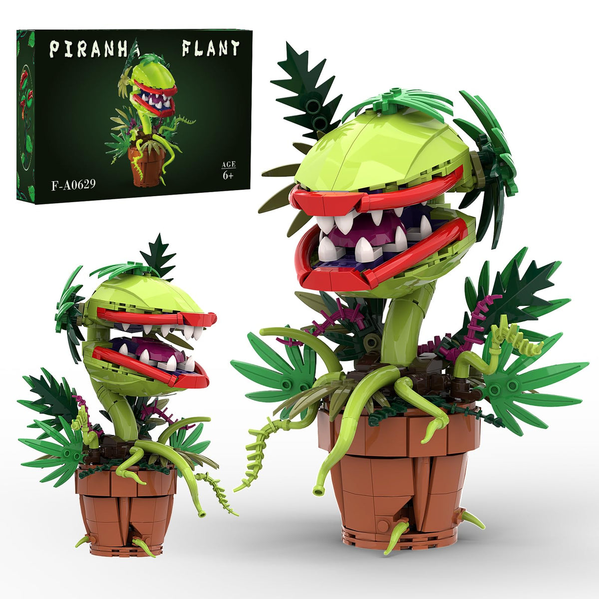 Sinuraii Audrey II piranha flower blocks set for desk decor and Halloween ambiance.