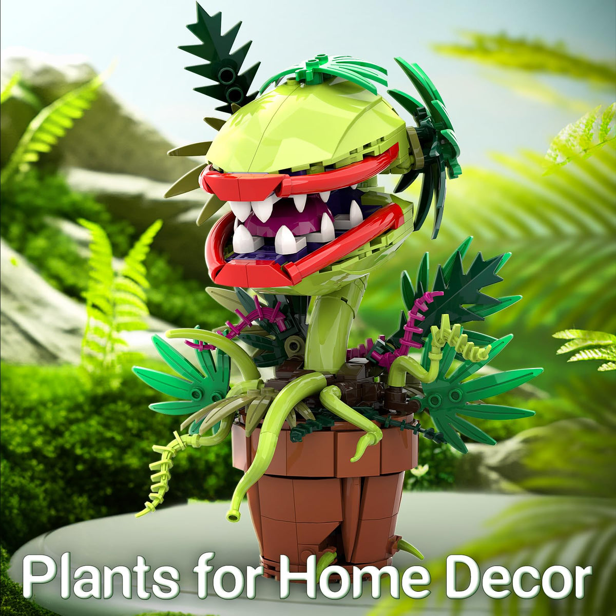 Sinuraii Audrey II piranha plant display ideal for office shelves.