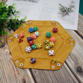SIQUK hexagon black dice tray, durable dual-layer design cushions during fast rolls.