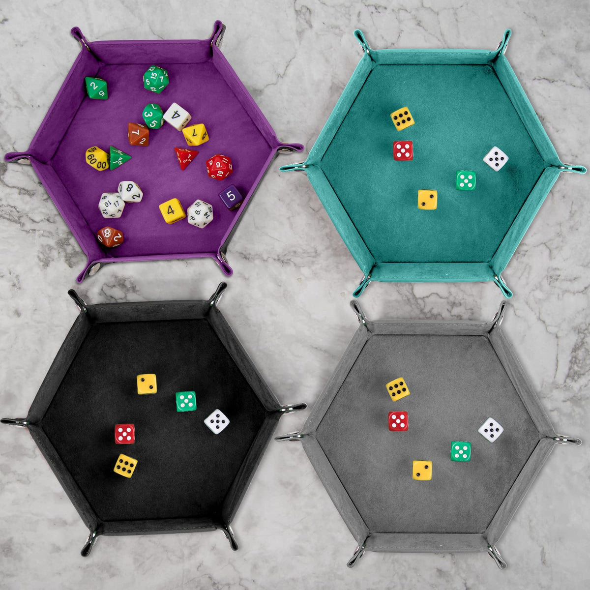 SIQUK hexagon dice tray dark-green folding, easy collapse for travel.