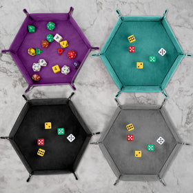SIQUK hexagon dice tray dark-green folding, easy collapse for travel.