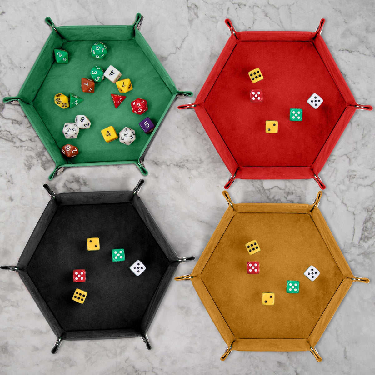 SIQUK cyan hexagon folding dice tray—compact, portable travel-friendly gaming setup.