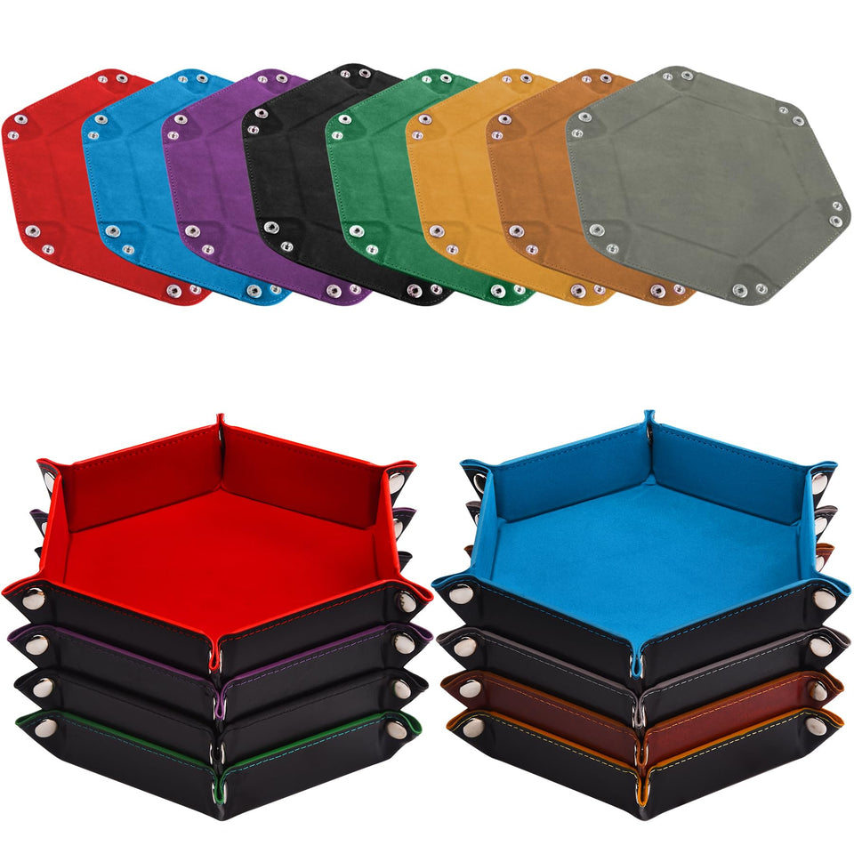 SIQUK red hexagon folding dice tray—portable, on-table rolling.
