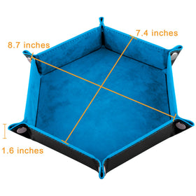 SIQUK royal-blue hexagon folding dice tray—sturdy and contained during sessions.